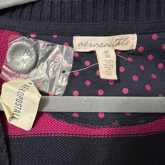 Aeropostale NWT Purple Blue Striped 3/4 Sleeve Cardigan Size Medium - Picture 6 of 6